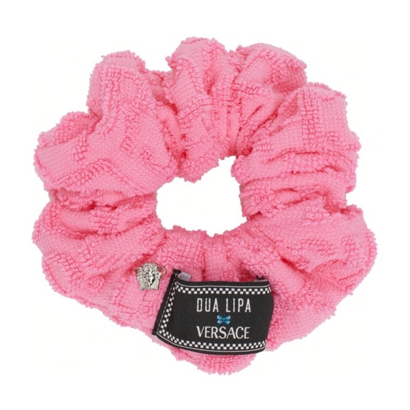 NEW Versace Dua Lipa Allover Towel Scrunchie Flamingo - Picture 1 of 14